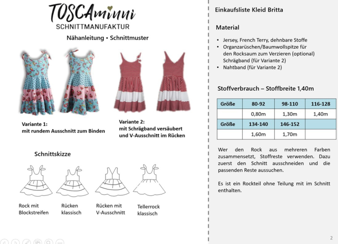 E-Book TOSCAminni Schnittmanufaktur Kinderkleid Britta