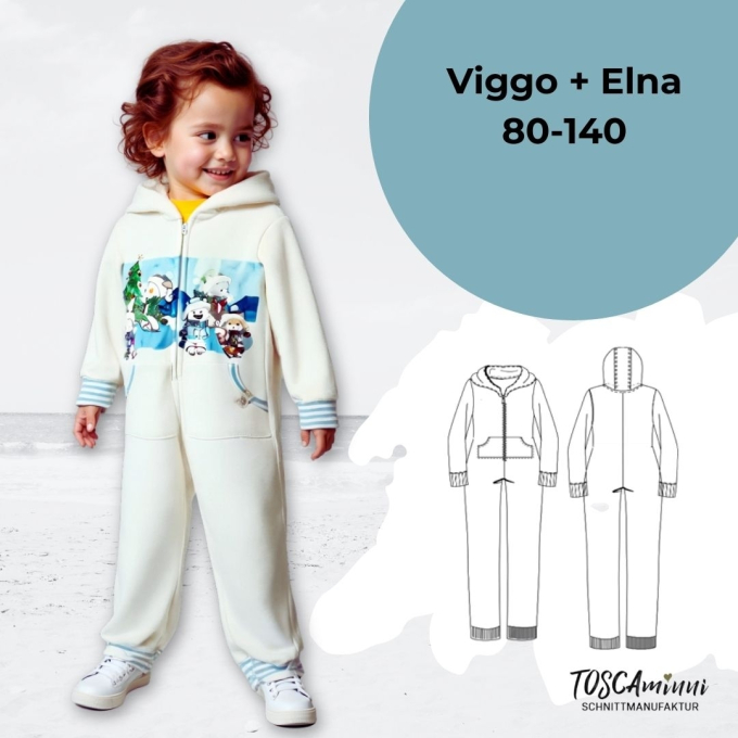 Patron overall enfant pdf Vigo + Elna TOSCAminni Schnittmanufaktur, en allemand