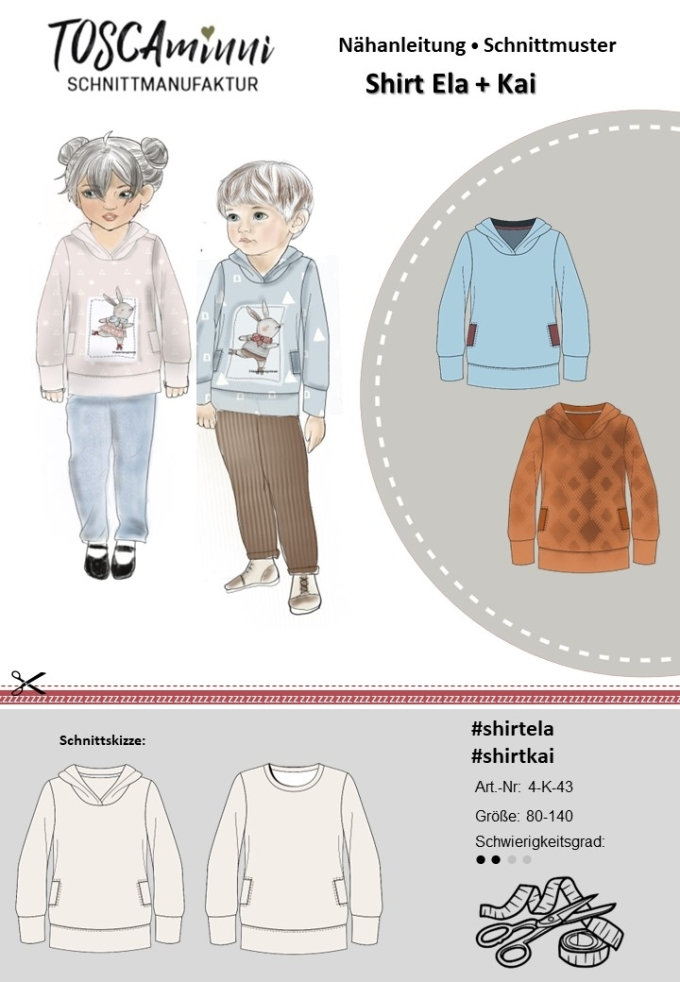 E-Book TOSCAminni Schnittmanufaktur Shirt Kids Ela + Kai, german