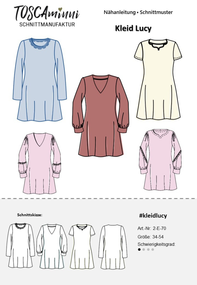 Patron robe femme pdf Lucy TOSCAminni Schnittmanufaktur, en allemand