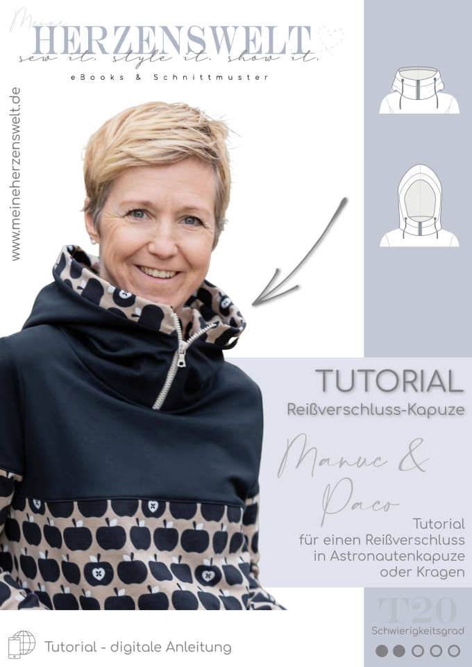 E-Book Tutorial Meine Herzenswelt Reißverschluss für Kapuze/Kragen