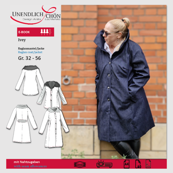 E-Book Unendlich Schön - Raglanmantel Ivey, german/english