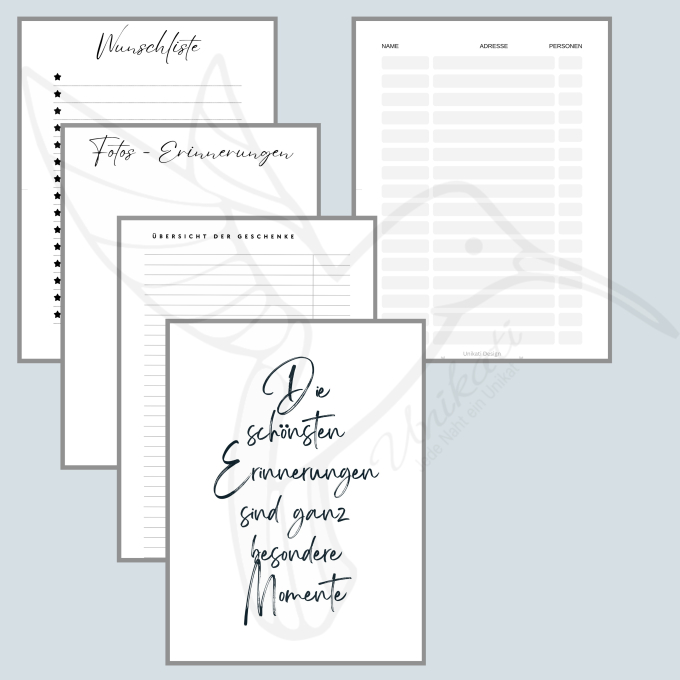 Ebook patron planificateur de mariage Unikati, en allemand