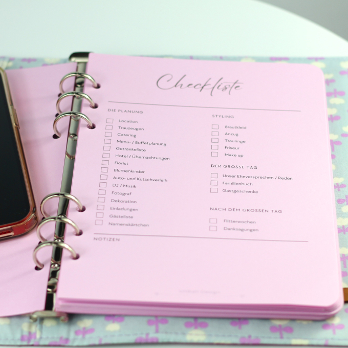 Ebook patron planificateur de mariage Unikati, en allemand