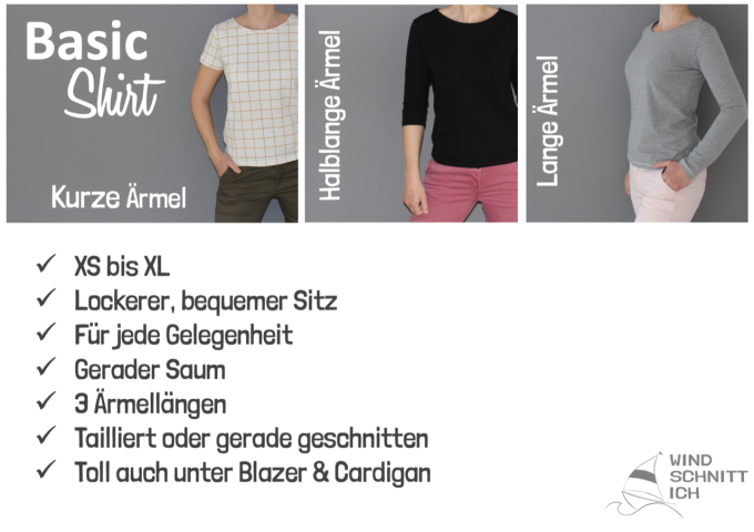 E-Book Windschnittich Basic-Shirt Damen, german