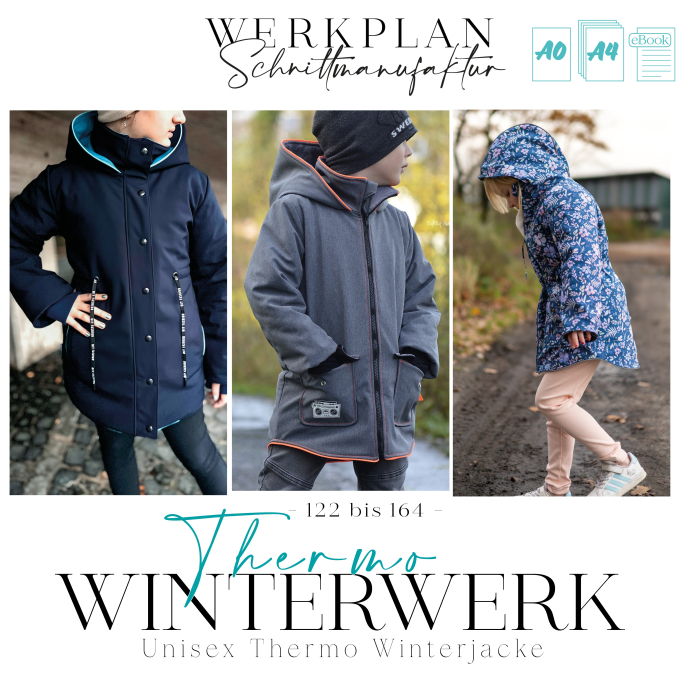 Patron veste softshell adolescent pdf Thermo Werkplan Schnittmanufaktur, A4/A0, en allemand