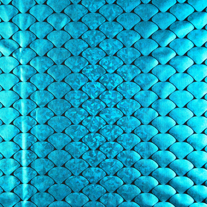 Tissu lamé jersey stretch peau de dragon, turquoise