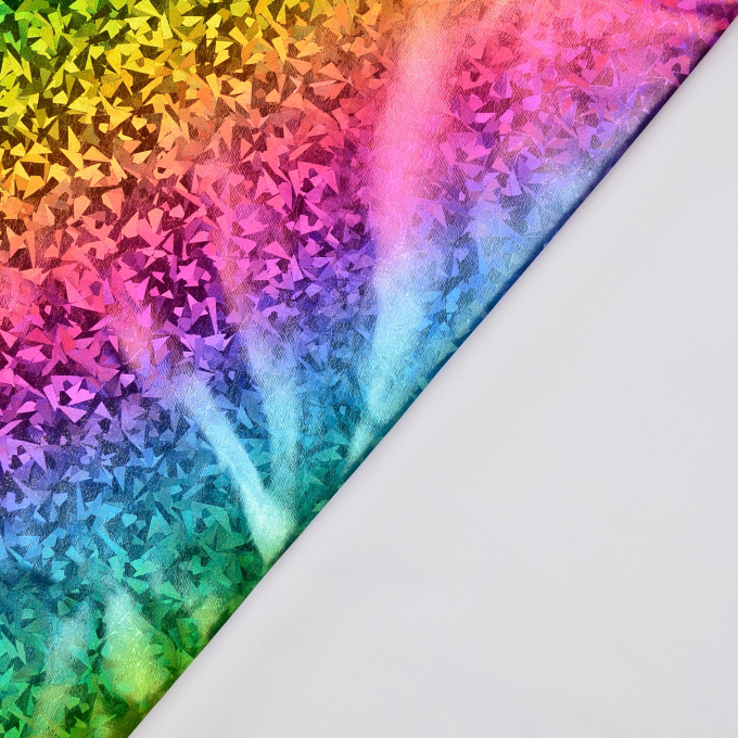 Tissu lamé jersey stretch arc-en-ciel rainbow mosaic, multicolore