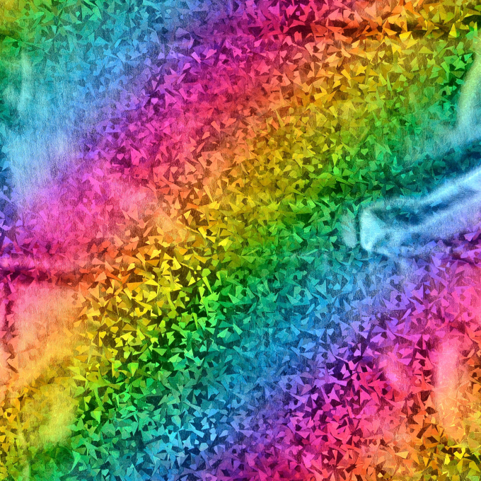 Tissu lamé jersey stretch arc-en-ciel rainbow mosaic, multicolore