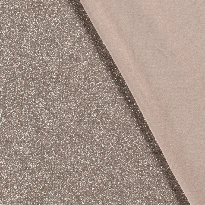 Tissu jersey polyester brillant stretch, beige