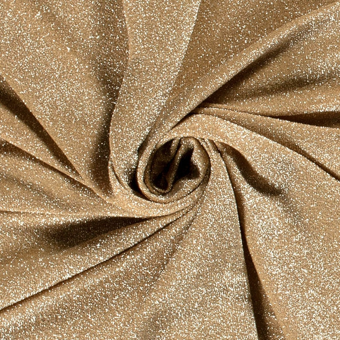Elastische jersey glitter, goudkleurig