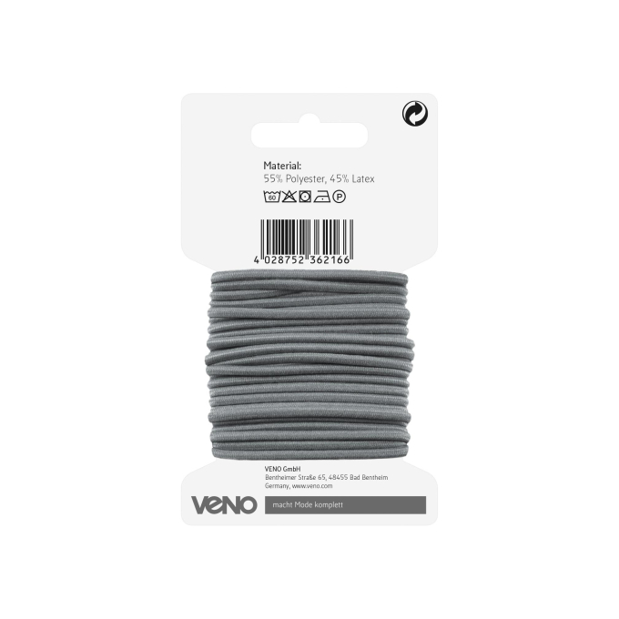 Cordon élastique 3 mm, 3 mètres, gris