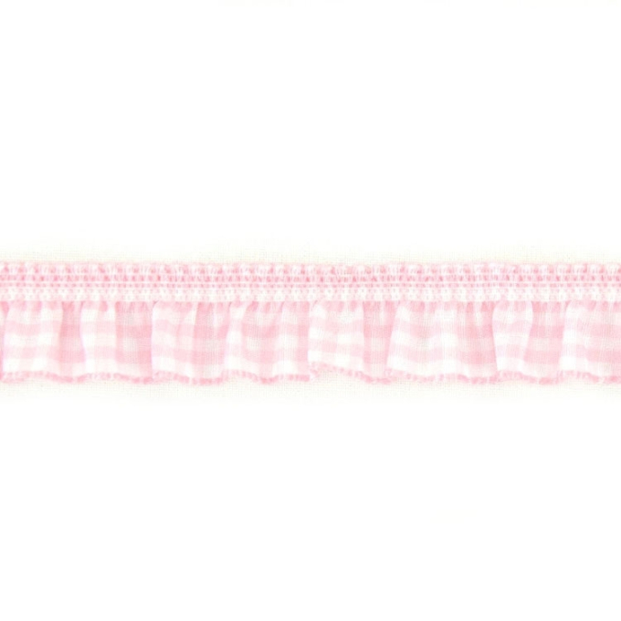 Ruban élastique ruché Vichy, rose baby