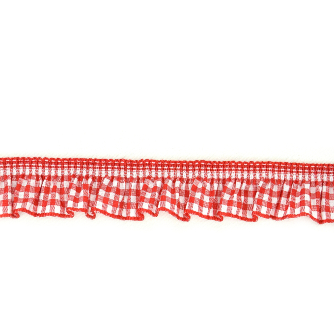 Ruban élastique ruché Vichy, rouge
