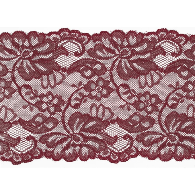 Ruban dentelle élastique 15cm, bordeaux