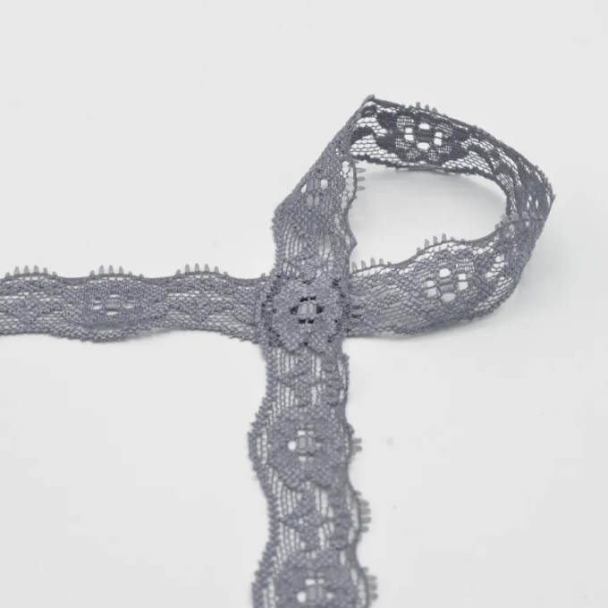 Ruban dentelle élastique 2cm, gris