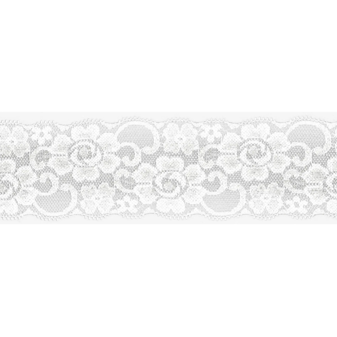 Ruban dentelle élastique 5cm,  blanc