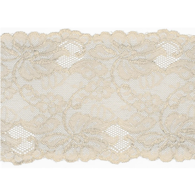 Ruban dentelle élastique 10cm, blanc cassé