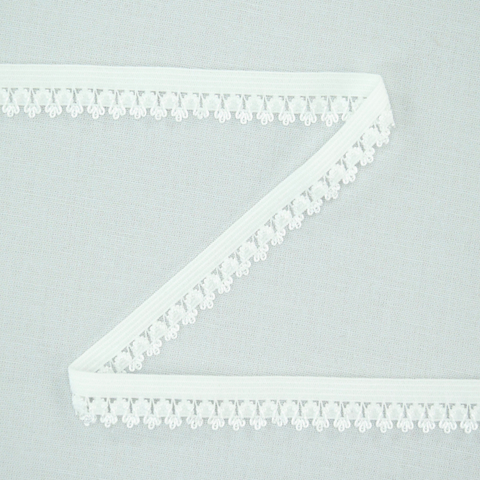 Elastisches Einfassband Blumenkante, wollweiss 14 mm