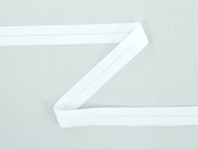 Biais couture élastique 2cm, côtelé, blanc