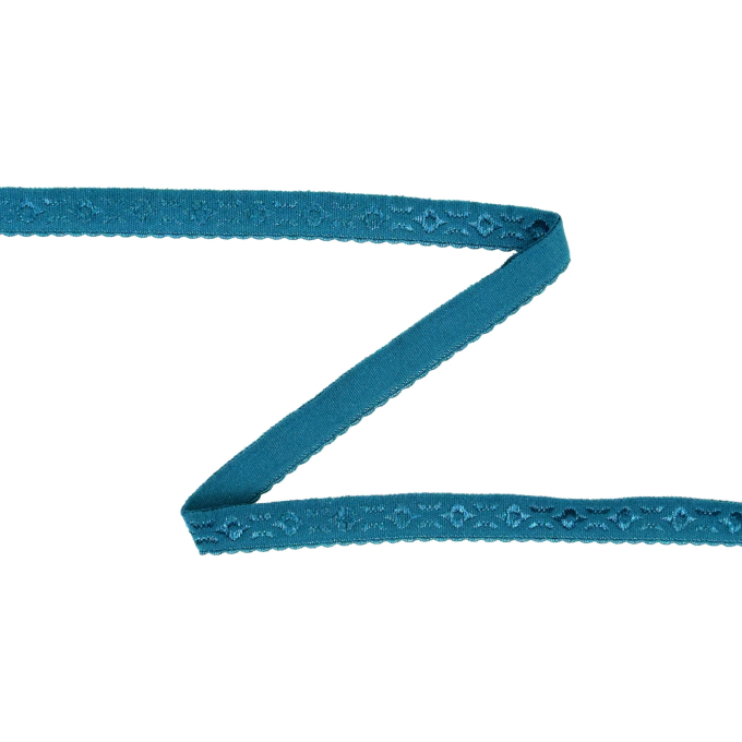 Biais/bande élastique jacquard, bleu pétrole