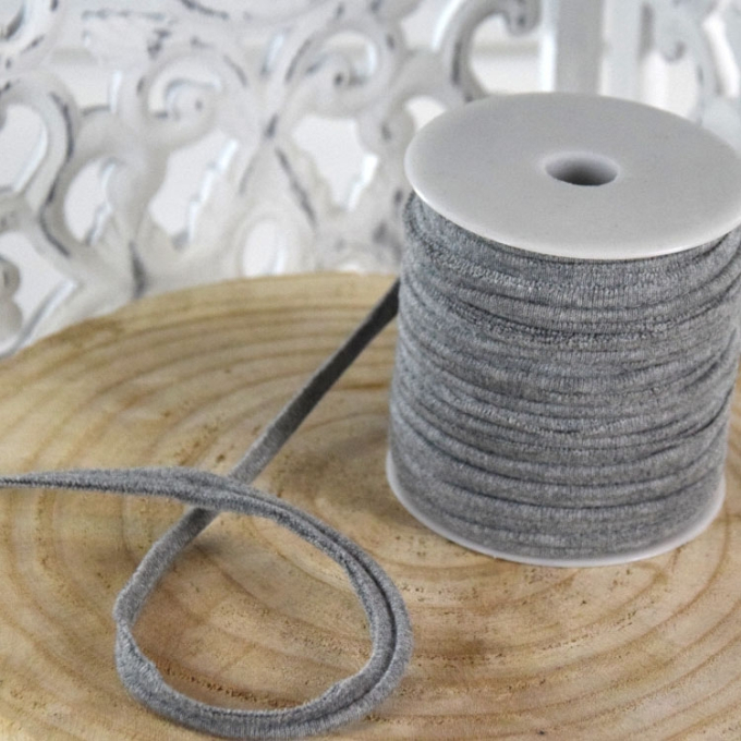 Elastisches Paspelband, hellgrau melange
