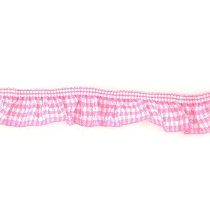 Ruban élastique ruché Vichy, rosé
