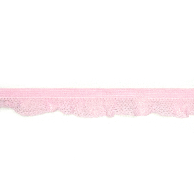 Ruban élastique ruché, rosé
