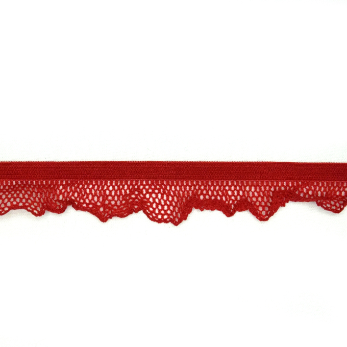 Ruban élastique ruché, rouge