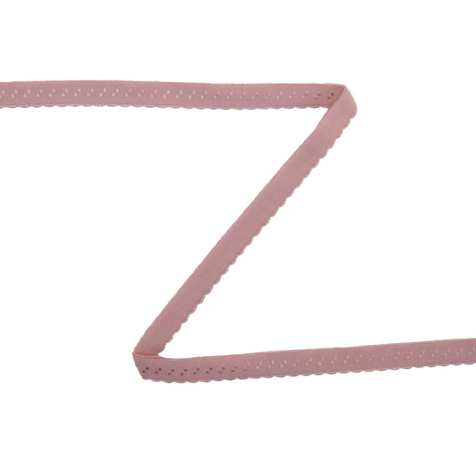 Biais/bande élastique avec dentelle, 12 mm, rose pâle