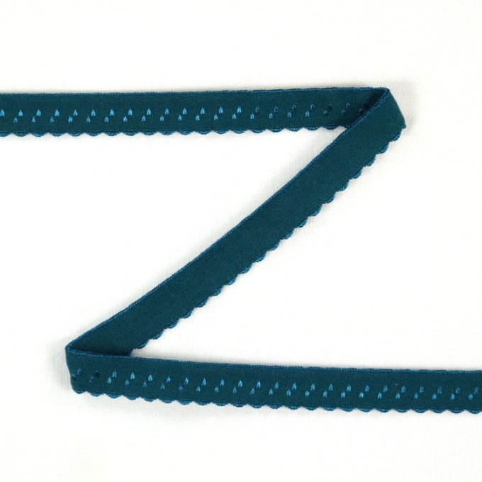Elastisches Spitzen-Einfassband mit Stickerei, petrol 12 mm
