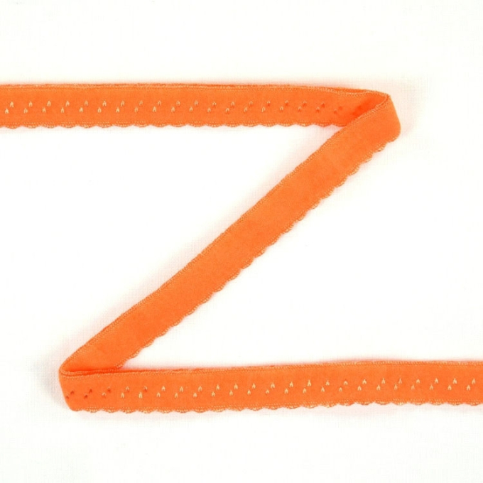 Elastisches Spitzen Einfassband mit Stickerei, orange 12 mm