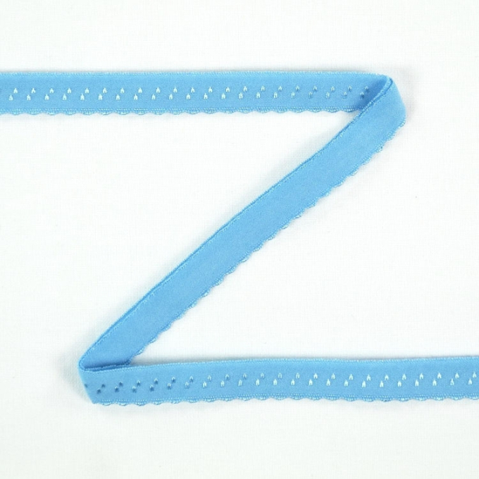 Elastisch kanten biaisband met borduursel, lichtblauw 12 mm
