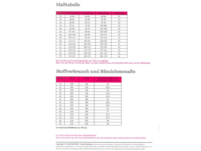 Fadenkäfer Milly Tunika und Kleid Damen Papierschnittmuster