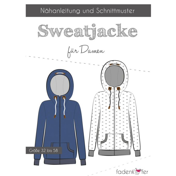 Fadenkäfer Sweatjacke Damen Papierschnittmuster