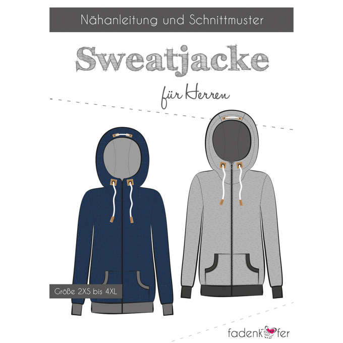 Fadenkäfer Sweatjacke Men paper pattern, en allemand