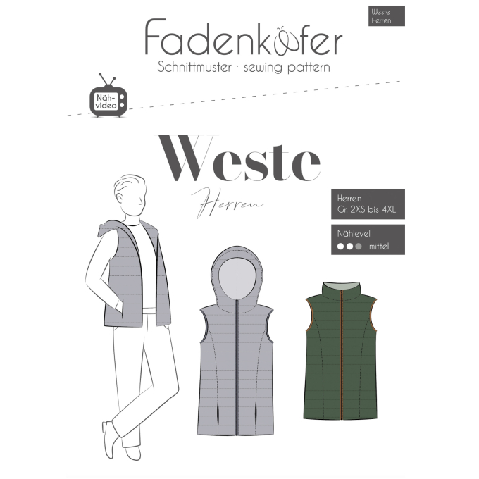 Papieren patroon Fadenkäfer gilet heren, Duits