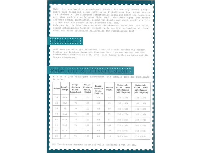 Farbenmix Mara Longshirt, Patron en papier, en allemand