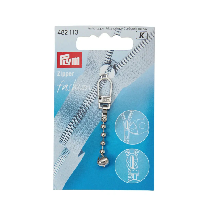 Fashion-Zipper Kugelkette silber