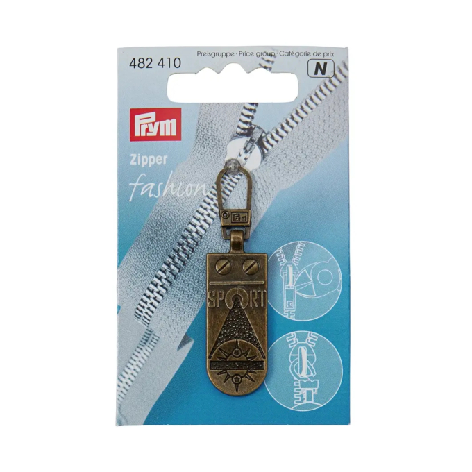Tirette fermeture Éclair fantaisie Prym, Sport, couleur laiton antique