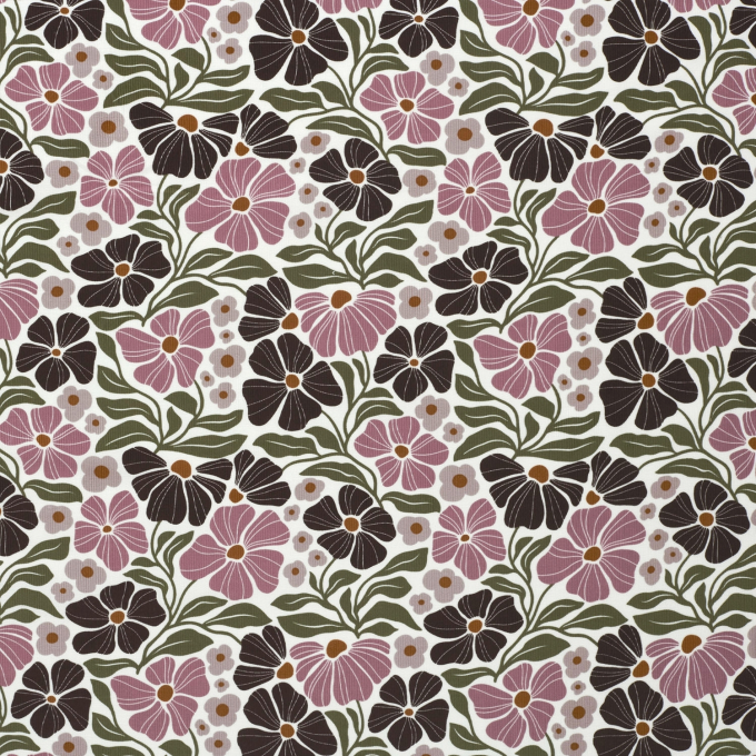 Fine Corduroy Flower Garden, off white