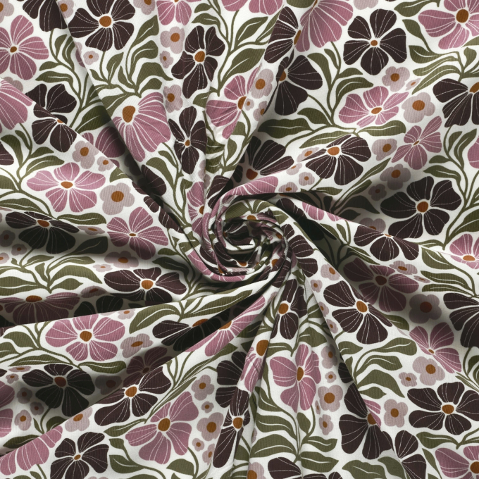 Fine Corduroy Flower Garden, off white