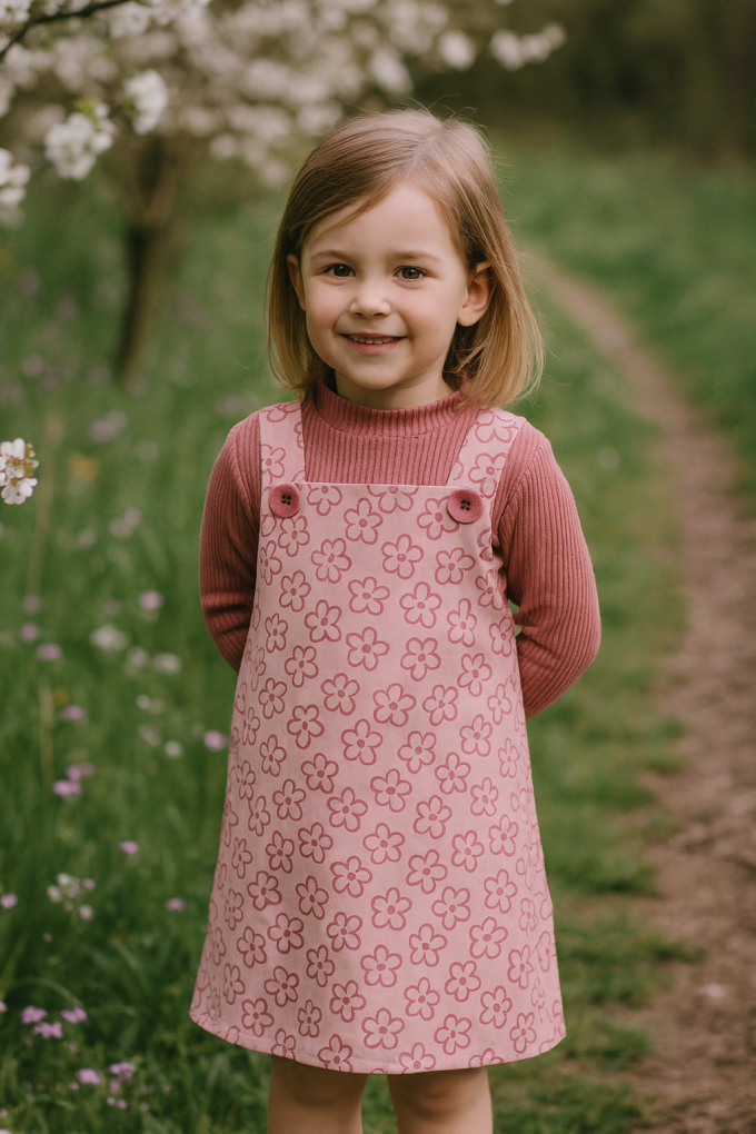 Fine Corduroy Flower Lines, pink