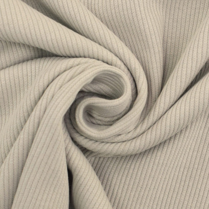 Tissu jersey coton côtelé milleraies, gris clair
