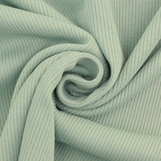 Tissu jersey coton côtelé milleraies, bleu pastel