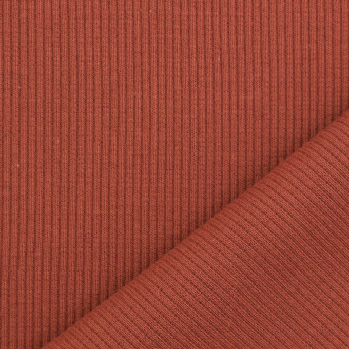 Fijne ribjersey Emma, roestbruin