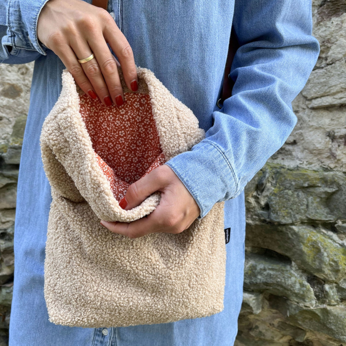 Fijngebreide bouclé effen, beige