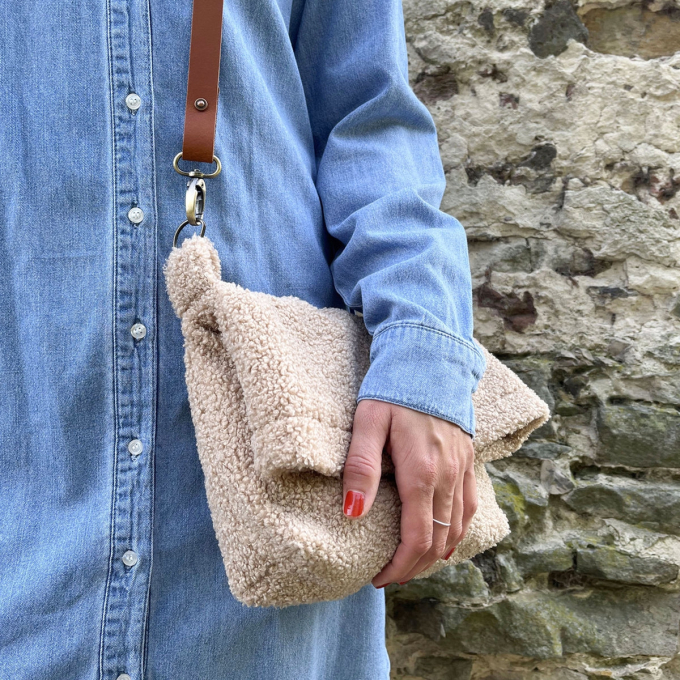 Fijngebreide bouclé effen, beige