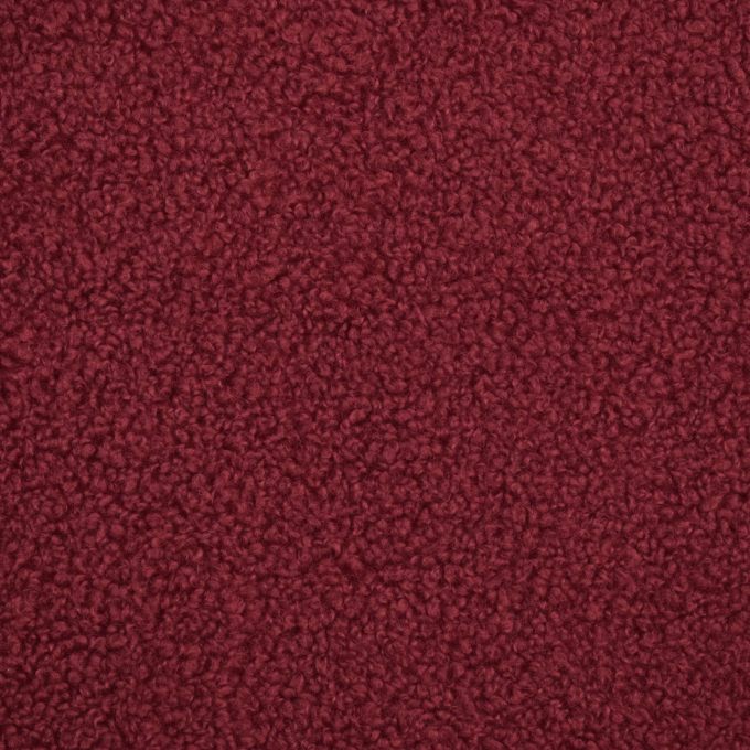 Tissu bouclette maille tricot fin uni, rouge foncé