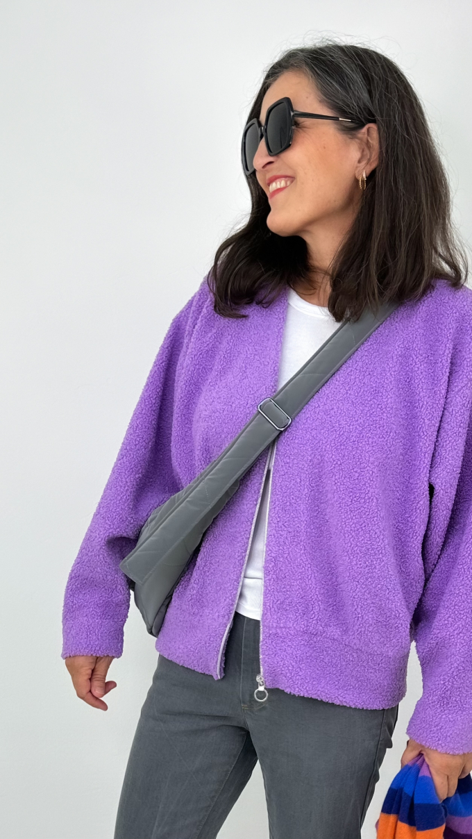 Tissu bouclette fin uni, lilas